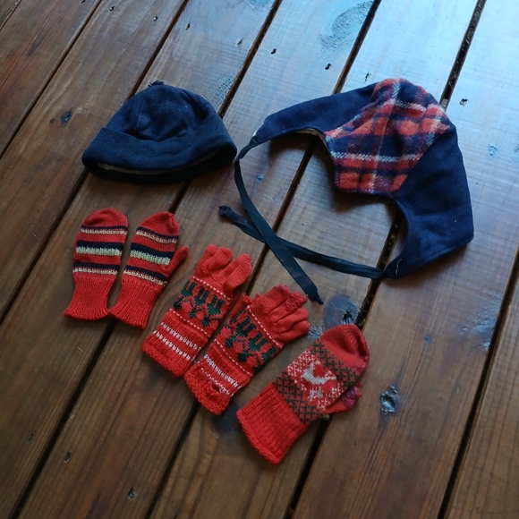 True vintage antique 1930's 30's toddler baby little girls retro hats mittens - Picture 3 of 13